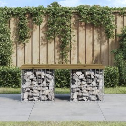 vidaXL Banco jardín diseño gaviones madera pino impregnada 103x44x42cm