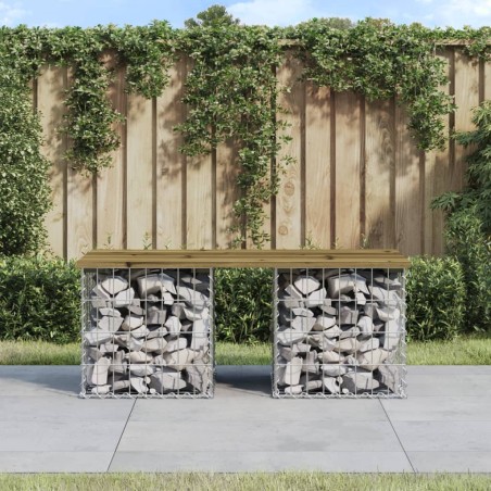 vidaXL Banco jardín diseño gaviones madera pino impregnada 103x44x42cm