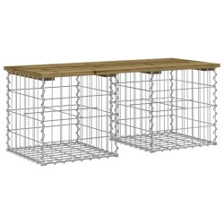 vidaXL Banco jardín diseño gaviones madera pino impregnada 103x44x42cm