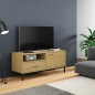 vidaXL Mueble de TV con patas de metal OSLO madera maciza pino marrón vidaXL Mueble de TV con patas de metal OSLO madera maciza pino marrón