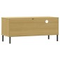 vidaXL Mueble de TV con patas de metal OSLO madera maciza pino marrón vidaXL Mueble de TV con patas de metal OSLO madera maciza pino marrón