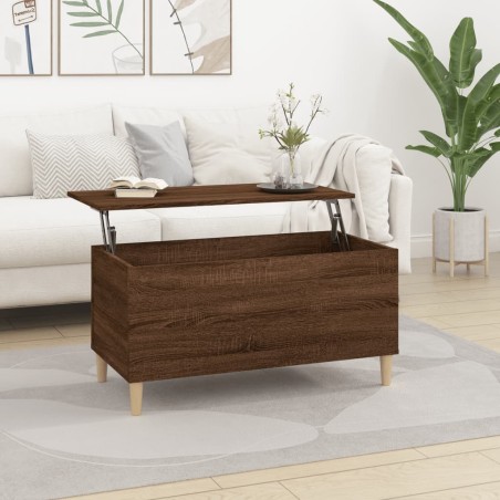 vidaXL Mesa de centro madera contrachapada roble marrón 90x44,5x45 cm