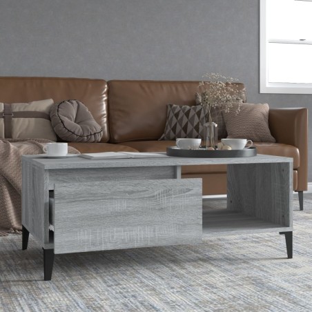 vidaXL Mesa de centro madera contrachapada gris Sonoma 90x50x36,5 cm