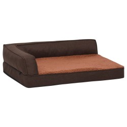 vidaXL Colchón de cama de perro ergonómico aspecto lino marrón 75x53cm