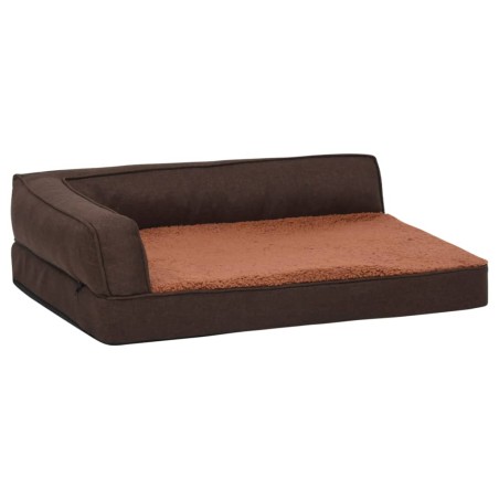 vidaXL Colchón de cama de perro ergonómico aspecto lino marrón 75x53cm