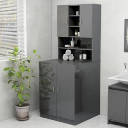 vidaXL Armario de lavadora gris brillante 70,5x25,5x90 cm