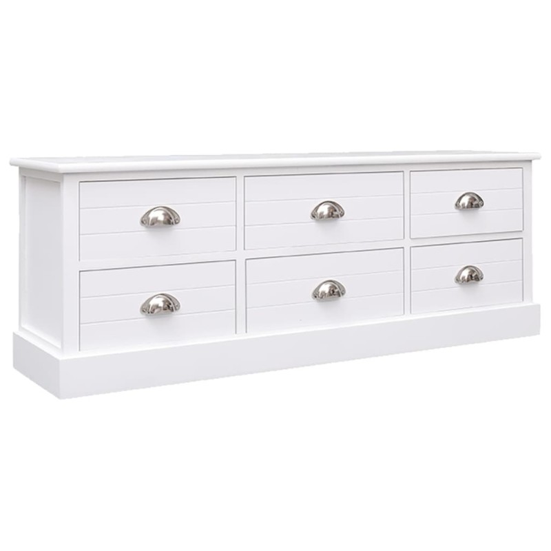 vidaXL Mueble para TV madera maciza de paulownia blanca 108x30x40 cm