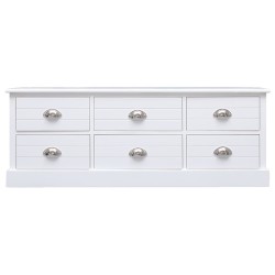 vidaXL Mueble para TV madera maciza de paulownia blanca 108x30x40 cm