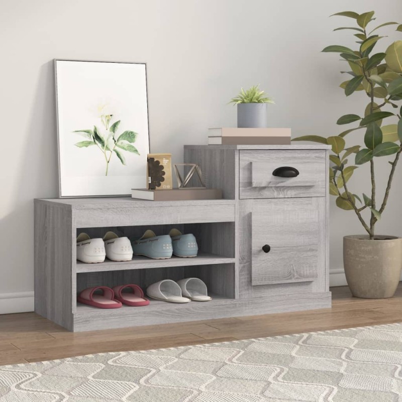 vidaXL Mueble zapatero madera contrachapada gris Sonoma 100x42x60 cm vidaXL Mueble zapatero madera contrachapada gris Sonoma 100x42x60 cm
