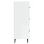 vidaXL Aparador de madera contrachapada blanco brillante 34,5x34x90 cm
