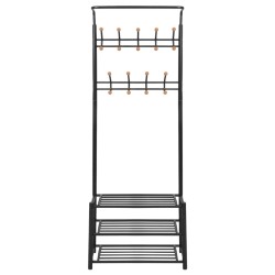 vidaXL Perchero de ropa con repisa para zapatos 68x32x182,5 cm negro