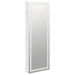 vidaXL Espejo con joyero y luces LED para pared blanco