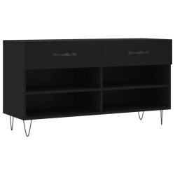 vidaXL Banco zapatero madera de ingeniería negro 102x35x55 cm