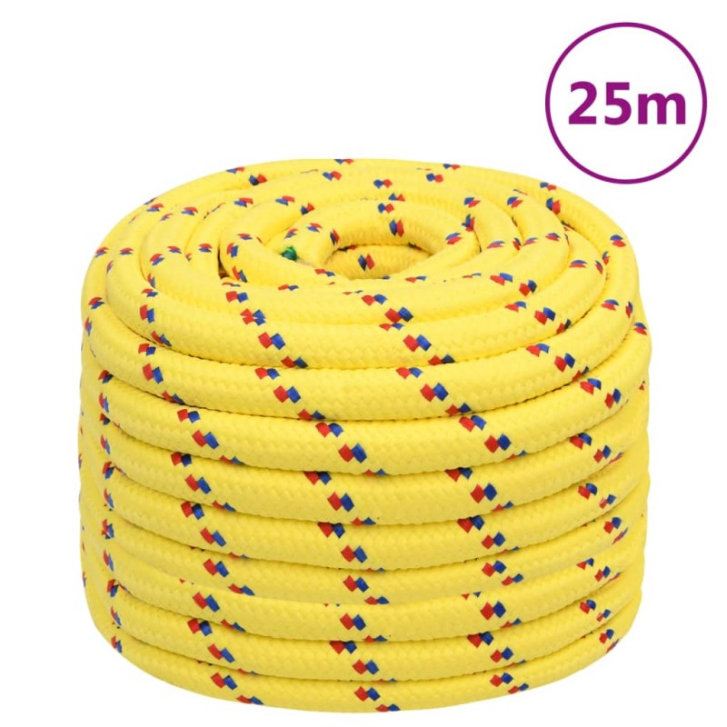 vidaXL Cuerda de barco polipropileno amarillo 20 mm 25 m