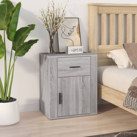 vidaXL Mesita de noche madera contrachapada gris Sonoma 50x36x60 cm