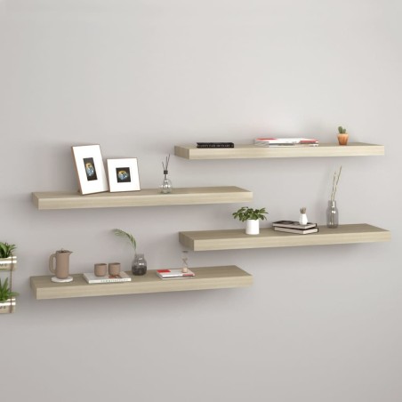 vidaXL Estantes flotantes pared 4 uds color roble MDF 80x23,5x3,8cm