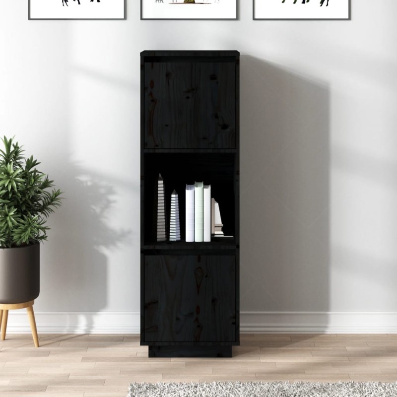 vidaXL Aparador alto de madera maciza de pino negro 38x35x117 cm vidaXL Aparador alto de madera maciza de pino negro 38x35x117 cm