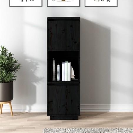 vidaXL Aparador alto de madera maciza de pino negro 38x35x117 cm