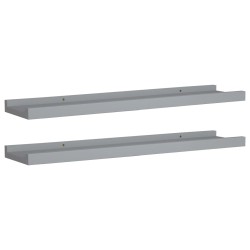vidaXL Repisa para marcos de fotos 2 uds MDF gris 60x9x3 cm