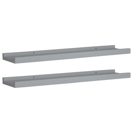 vidaXL Repisa para marcos de fotos 2 uds MDF gris 60x9x3 cm