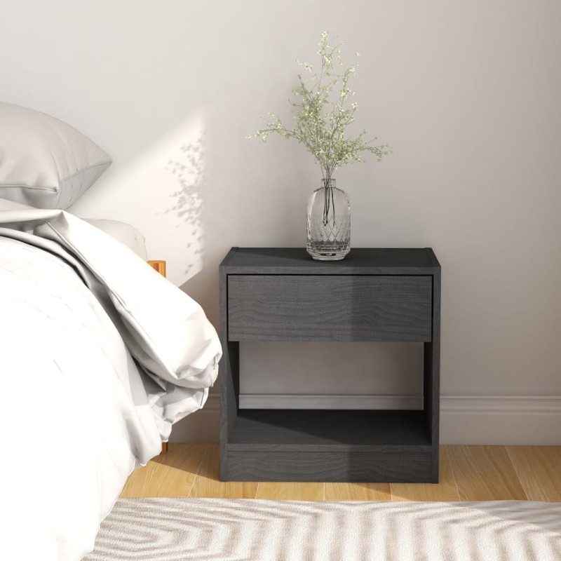vidaXL Mesita de noche madera maciza de pino gris 40x31x40 cm vidaXL Mesita de noche madera maciza de pino gris 40x31x40 cm