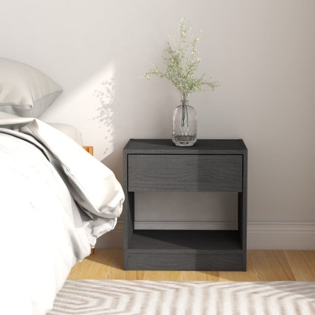 vidaXL Mesita de noche madera maciza de pino gris 40x31x40 cm
