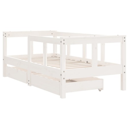 vidaXL Estructura cama niños con cajones madera pino blanco 70x140 cm