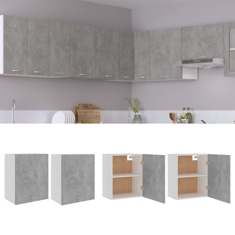 vidaXL Armarios colgantes 2 uds madera contrachapada gris 50x31x60 cm