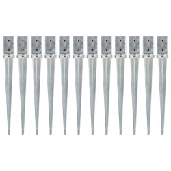 vidaXL Picas de tierra 12 uds acero galvanizado plateado 8x8x76 cm