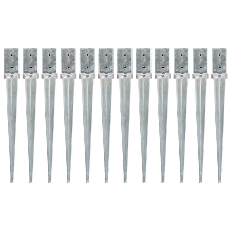 vidaXL Picas de tierra 12 uds acero galvanizado plateado 8x8x76 cm vidaXL Picas de tierra 12 uds acero galvanizado plateado 8x8x76 cm