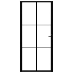 vidaXL Puerta interior vidrio ESG y aluminio negro 93x201,5 cm