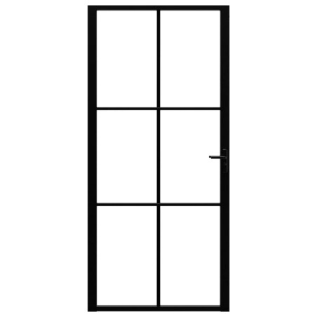 vidaXL Puerta interior vidrio ESG y aluminio negro 93x201,5 cm