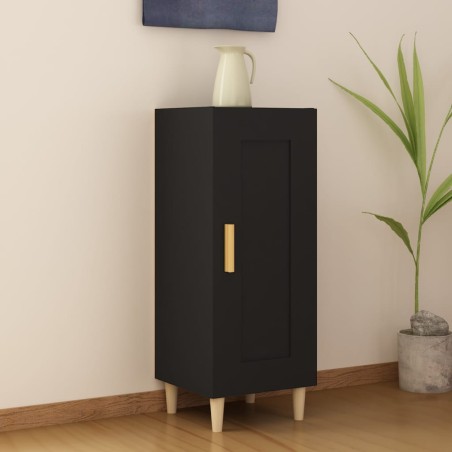 vidaXL Aparador de madera contrachapada negro 34,5x34x90 cm