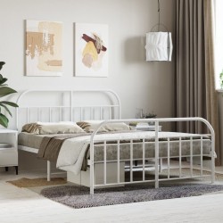 vidaXL Estructura cama metal con cabecero y estribo blanco 140x200 cm