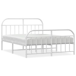 vidaXL Estructura cama metal con cabecero y estribo blanco 140x200 cm