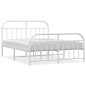 vidaXL Estructura cama metal con cabecero y estribo blanco 140x200 cm vidaXL Estructura cama metal con cabecero y estribo blanco 140x200 cm