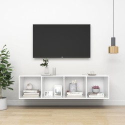 vidaXL TV de pared con madera contrachapada blanco 37x37x142,5 cm