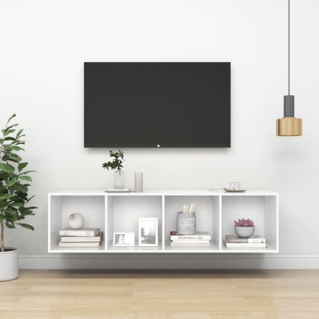vidaXL TV de pared con madera contrachapada blanco 37x37x142,5 cm