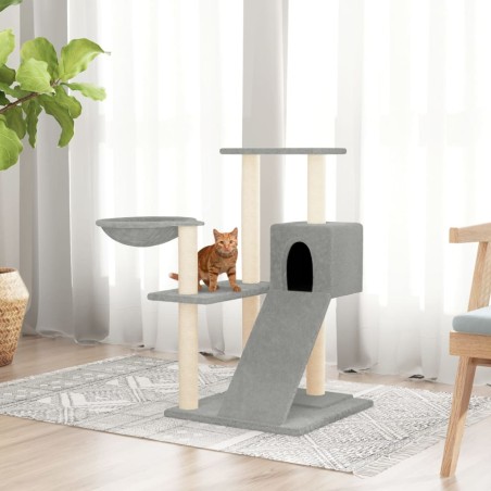 vidaXL Rascador para gatos con postes de sisal gris claro 82 cm