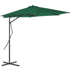 vidaXL Sombrilla de jardín con palo de acero 300 cm verde