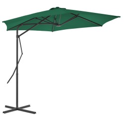 vidaXL Sombrilla de jardín con palo de acero 300 cm verde
