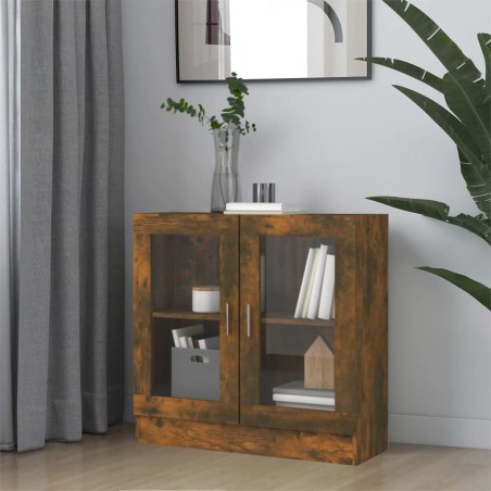 vidaXL Vitrina madera contrachapada roble ahumado 82,5x30,5x80 cm