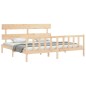 vidaXL Estructura de cama de matrimonio con cabecero madera maciza vidaXL Estructura de cama de matrimonio con cabecero madera maciza