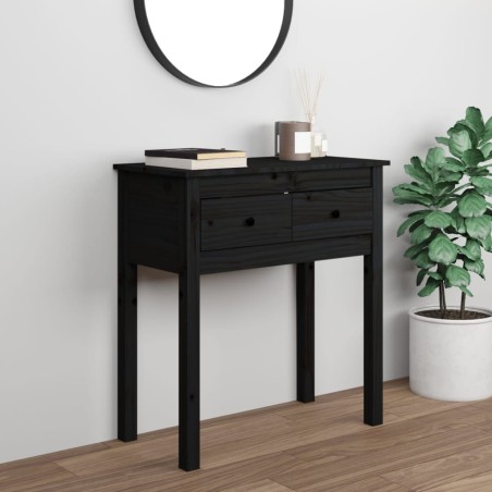 vidaXL Mesa consola de madera maciza de pino negro 70x35x75 cm