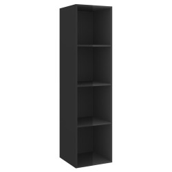 vidaXL Mueble TV pared contrachapada negro brillo 37x37x142,5 cm