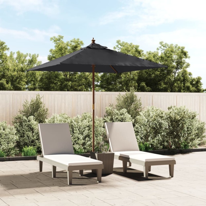 vidaXL Sombrilla de jardín con poste de madera negro 198x198x231 cm vidaXL Sombrilla de jardín con poste de madera negro 198x198x231 cm