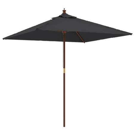 vidaXL Sombrilla de jardín con poste de madera negro 198x198x231 cm