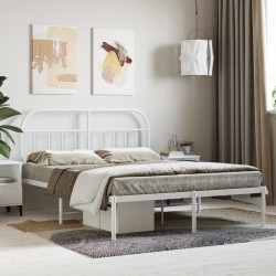 vidaXL Estructura de cama de metal con cabecero blanca 140x190 cm