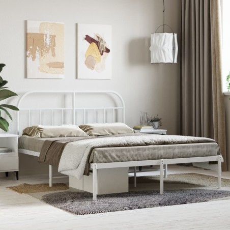 vidaXL Estructura de cama de metal con cabecero blanca 140x190 cm