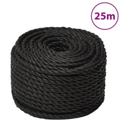vidaXL Cuerda de trabajo polipropileno negro 14 mm 25 m